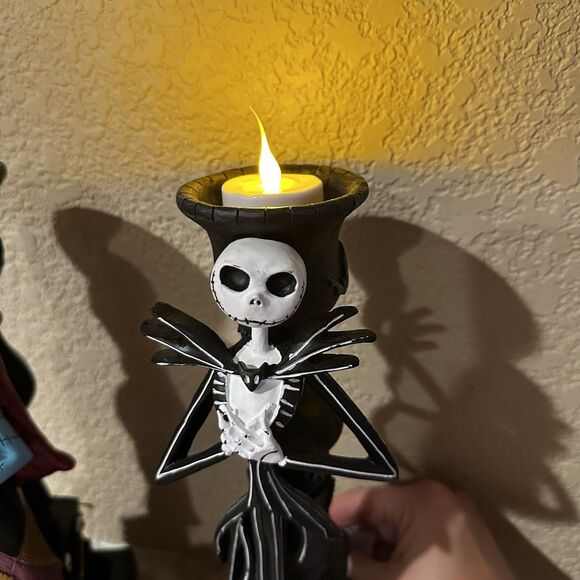 Disney Nightmare Before Christmas Jack & Sally LED Candle Holder Set 11” NWT - Picture 3 of 9